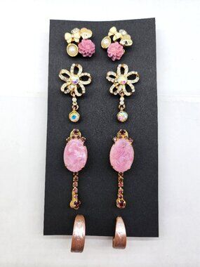BFD-Pink & Gold tones 4 pack of Earrings